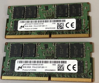 16GB Micron (2x 8GB) 2Rx8 PC4-2133P  DDR4 SODIMM LIFE TIME WARRANTY
