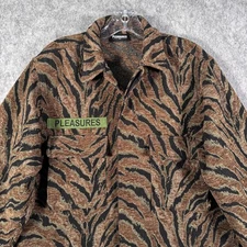 Pleasures Jungle Camouflage Tiger Stripe Jacket Mens Large Brown Heavyweight