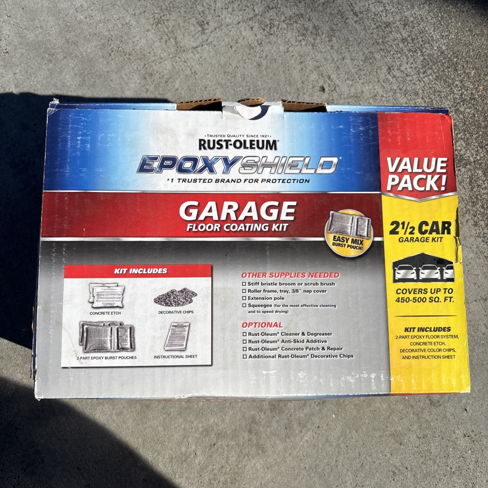 Rust-Oleum EpoxyShield Dark Gray Gloss Garage Floor Coating Kit 2.5 CAR  Kit