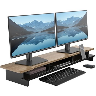 Monitor Stand Dual Monitor Stand Riser for Desk,Wood Desk Shelf Storage Organ...