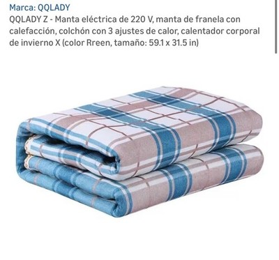 QQLADY Z Electric Heated Flannel Blanket Check Pattern 59.1 x 31.5 in