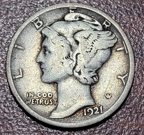 1921-D Mercury Dime VG+ Original Toning No Issues Semi Key Date 10c Silver Coin