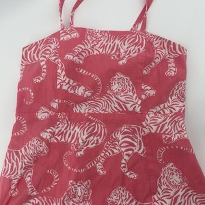 Lilly Pulitzer Bubble Hem Dress Pink White Tigers Adjustable Straps Girl’s Sz 12
