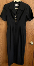 Vintage Body English Black Maxi Long Dress Women's Sz 4 Lined Back Slit USA Made