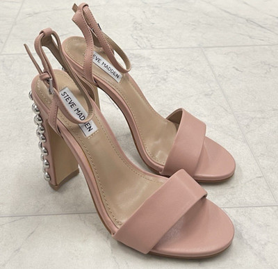 New Steve Madden Arianna Studded Heel Sandal In Dusty Pink Size: 6.5