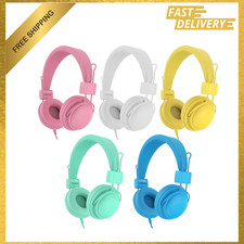 Kids Headphones Wired Bulk 5-Pack for K 12 School Library Travel, Durable