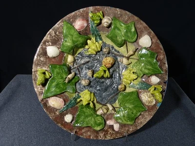 Plat en faience barbotine décor trompe l'oeil goût Bernard Palissy Avisseau - Photo 1/4