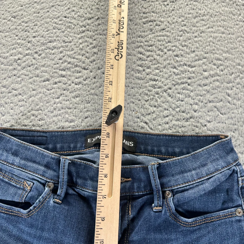 Express Jeans Womens 2 Blue Cotton Denim Jegging Mid-Rise Workwear Faded Stretch - Image 3 of 4