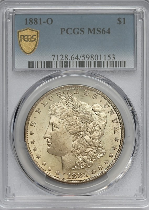 1881‑O Morgan Silver Dollar $1 – PCGS MS64 – Gold Shield – New Orleans Mint