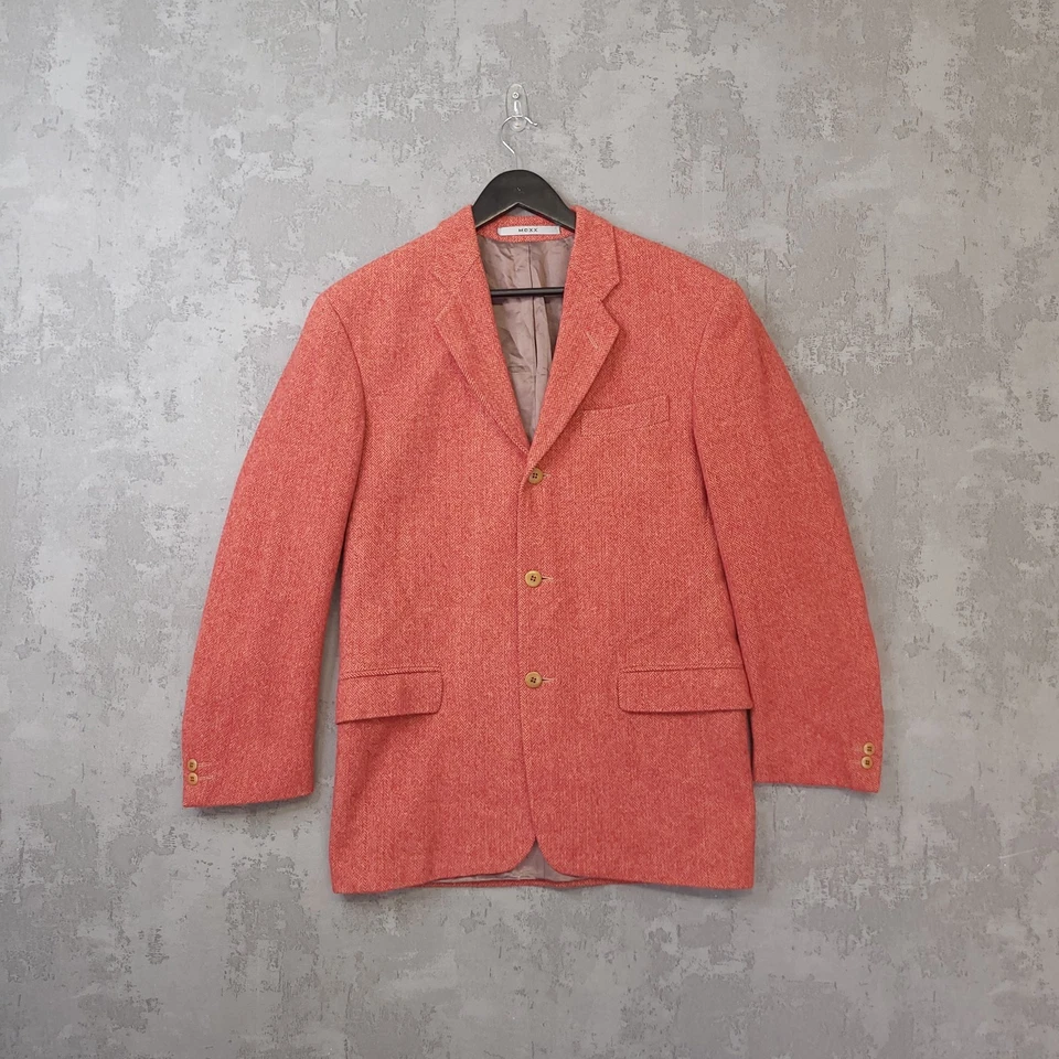 Mexx Blazer Men's 44R Coral  Wool Herringbone Single-Breasted Notch Lapel Jacket - Image 2 of 4