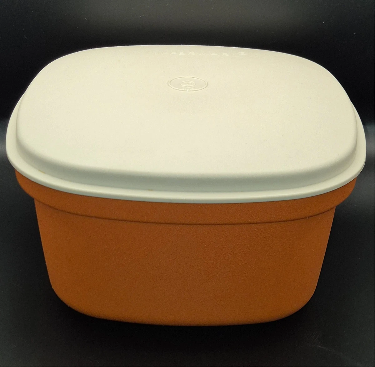 Boîte Tupperware Vintage Orange Foncé - Couvercle à Pression - 21x21x9cm