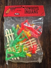 new Vintage Tim Mee Toys 18 Western Cowboys Indians Plastic Figurines Sealed Bag