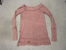 Free People We The Free Thermal Shirt Womens Small Pink Waffle Knit Long Cuff