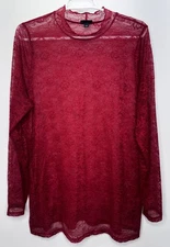 Torrid Sheer Lace Mock Neck Long Sleeve Red Top Country Glam Dark Romantic 1X