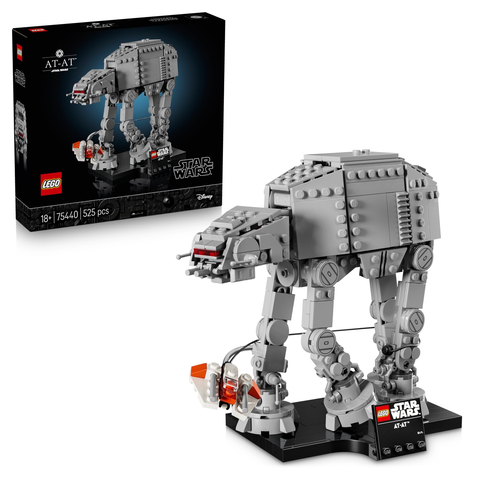 Star Wars 75440 at-at - Adult Building Set - Model with Snowspeeder, Stand & ...