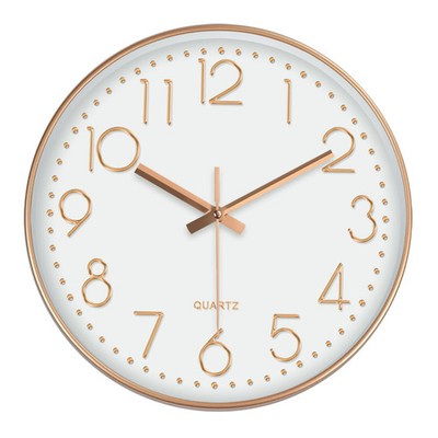 Modern Minimalist Wall Clock 3D Numbers Silent Non-Ticking Quartz 8/10/12 Inch