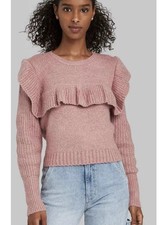 Wild Fable Women s Ruffle Sweater Mauve Crewneck Pullover Mauve Pink NWT Small