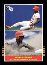 1985 Donruss Highlights #29 Willie McGee|Vince Coleman RC RECORD SETTING BASE ST