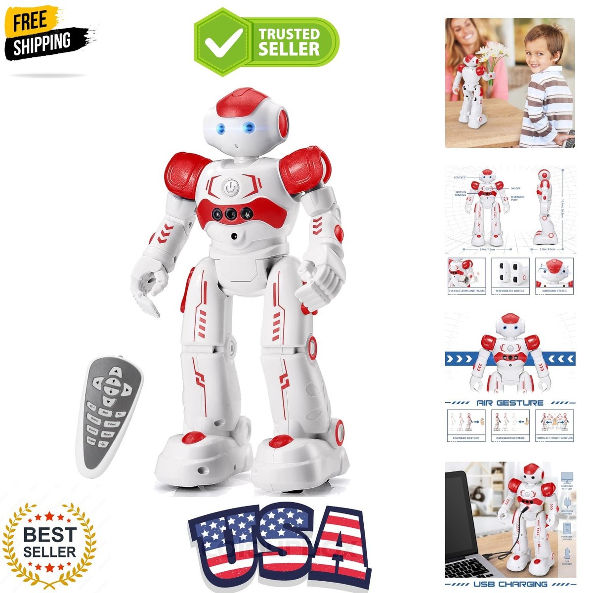RC Robot Toys for Kids, Gesture & Sensing Programmable Remote