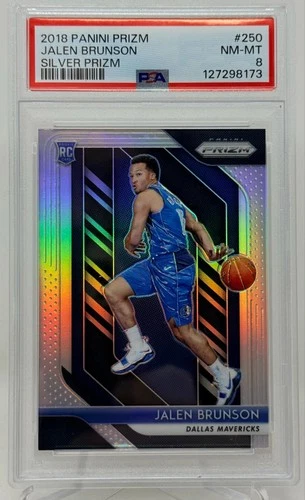 2018-19 Panini Prizm JALEN BRUNSON #250 SILVER PRIZM PSA 8 RC Rookie Mavs Knicks