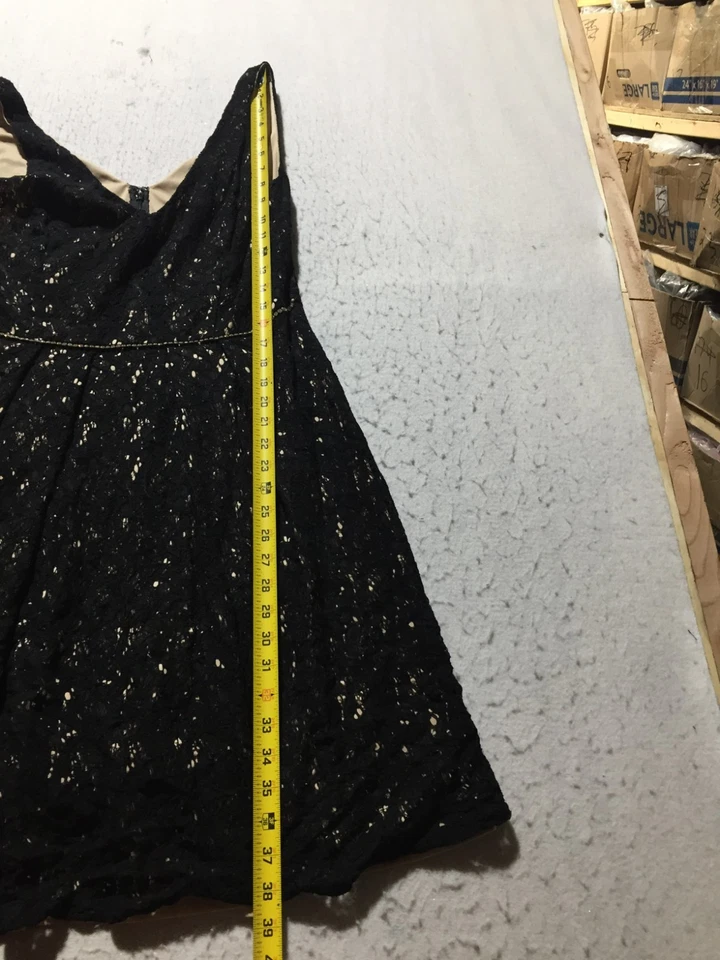 Adrianna Papell Tank Dress Womens 12 Black Lace Lined V Neck Stretch Comfort - Image 4 of 4