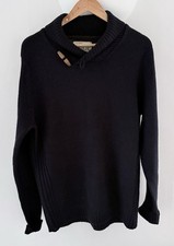 Men’s Navy Twisted Soul Knit Jumper Size Large 15% Wool