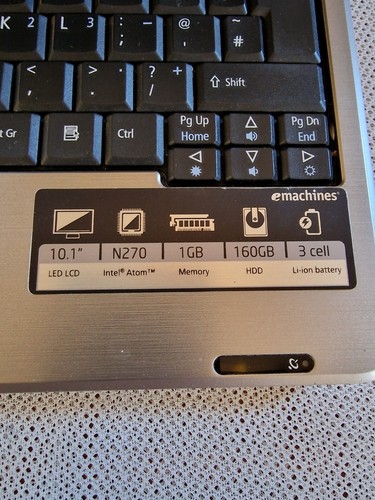 eMachines eM250 Windows XP Atom N270 1.6GHz 1GB RAM 160GB HDD 10.1" Untested - Picture 6 of 15