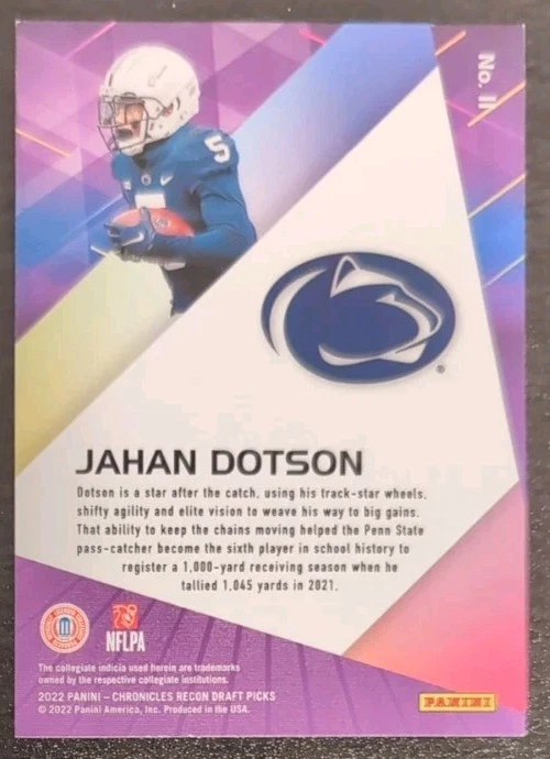 Jahan Dotson #11 2022 Panini Chronicles Draft Picks Recon Rookie RC EX - Image 2 of 3