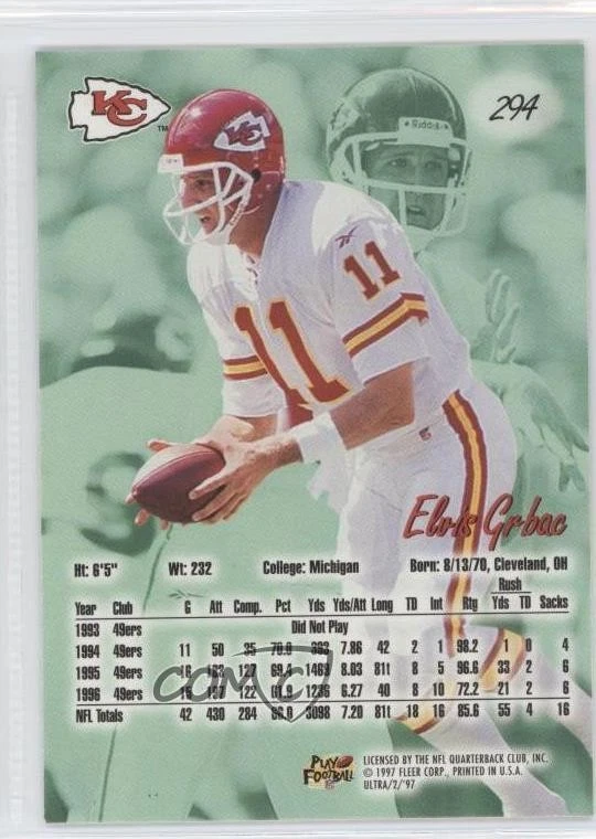 1997 Fleer Ultra Elvis Grbac #294 - Image 2 of 2