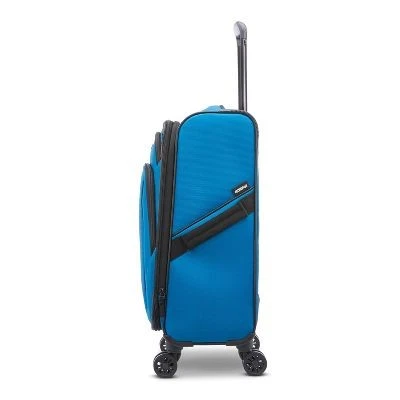 AMERICAN TOURISTER PHENOM SOFTSIDE CARRY ON SPINNER SUITCASE SOLID LUGGAGE, BLUE - Image 2 of 4