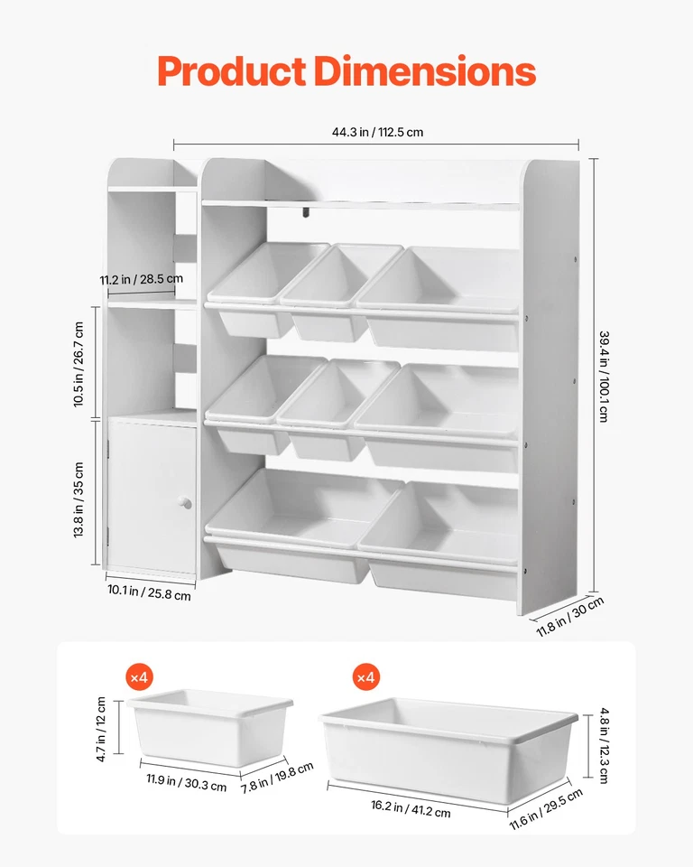 Uimoso Almacenamiento y Estantería de Juguetes para Niños de 4 Niveles con 8 Contenedores de Plástico Flexibles Blanco Foto 3 de 4