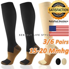 3/6 Pares Medias Calcetines De Compresion Para Hombres Mujeres 20mmHg STOCK -US
