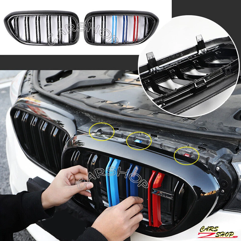For BMW G30 G31 535i 2017-2022 Dual Slat Color Carbon Fiber Front Kidney Grille - Изображение 4 из 4