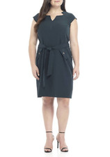 NEW KASPER GREEN CAREER BELTED DRESS SIZE 10 $89