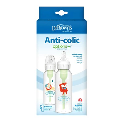 DR BROWNS NATURAL FLOW ANTI-COLIC OPTIONS + BABY BOTTLES 2 PACK 8OX EACH NEW