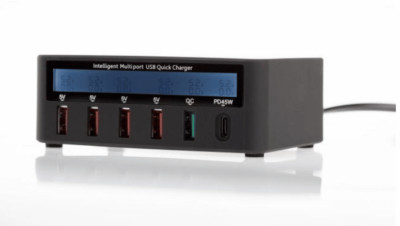 100W Multiport Ladegerät Mit USB-A, USB-C PD, QUICKCHARGE, QI-CHARGE