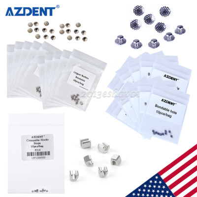 AZDENT Dental Orthodontic Lingual Button Round Base/Crimpable Hook Stops Size