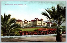 Santa Barbara California~Hotel Potter~Palm Trees~c1910 Postcard