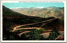 Lookout Mtn. Colorado, 1940 Upper Hairpins, Windy Point, Lariat Trail, Postcard