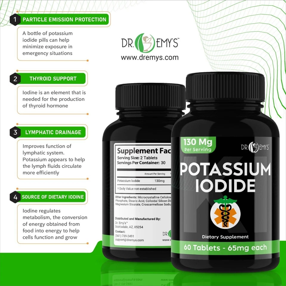 (3PK) - Potassium + Iodide Pills Tablets☆130 mg Supplement☆Survival Kit Fallout - Image 3 of 4