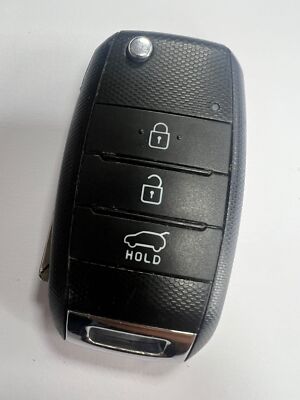 ORIGINAL KIA 3 TASTEN FERNBEDIENUNG KLAPPSCHLÜSSELANHÄNGER GETESTET & FUNKTIONSFÄHIG, OMRON OKA-870T!
