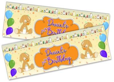 x2 Personalised Birthday Banner Generic Design Kids Party Decoration 403