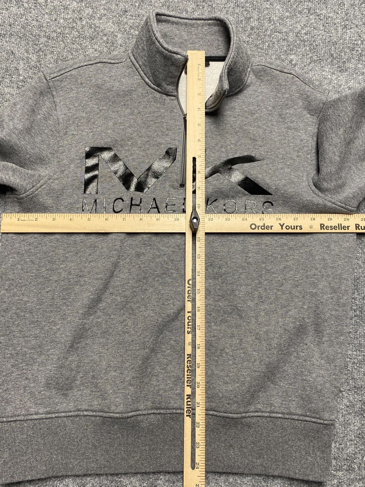 Michael Kors Maglione Uomo Grigio Manica Lunga Felpa 1 4 Zip Taglia M