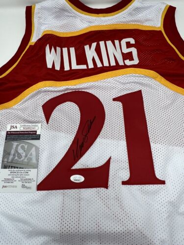 Camiseta deportiva firmada a mano por los Atlanta Hawks de Dominique Wilkins con certificado de autenticidad de la JSA - Imagen 1 de 5