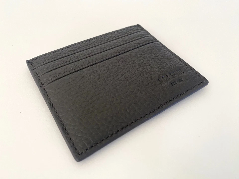 JACK SPADE NY RARE DARK BROWN PEBBLE LEATHER MENS DESIGNER SLIM CARD WALLET NEW - Image 2 of 4