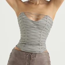 Spring/Summer Ladies Sexy Slim Fit Backless Strapless Vest Short Top