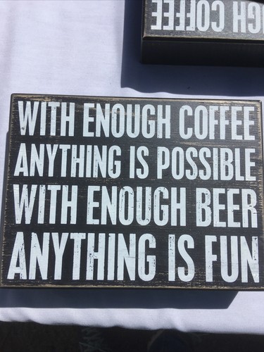 Wooden Box Desk Sign With Enough Coffee…Primitives By Kathy Novelty - 第 1/5 張圖片