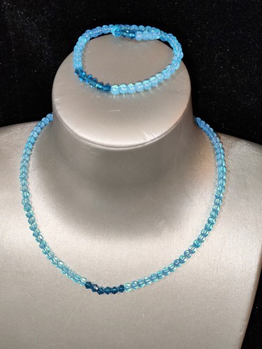 lotx3 blue crystal and glass beads necklace and bracelet and ring set - Picture 4 of 6