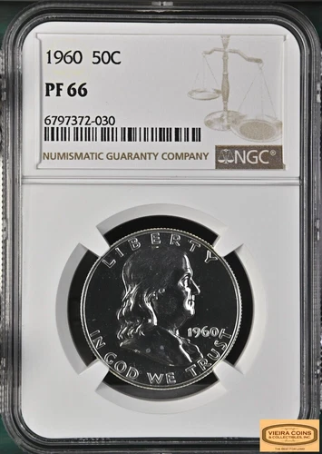 1960 Franklin Half Dollar 50C, NGC PF66 - #B36464