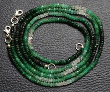 Smeraldi pietre preziose perline argento sterling 925 fatto a mano collana gi...